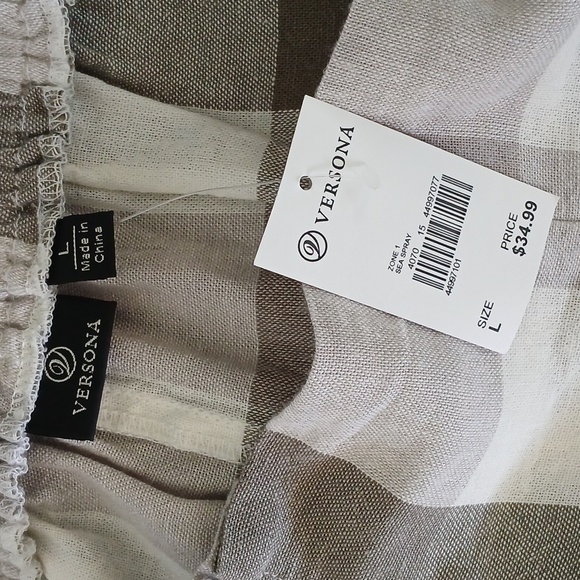 Versona NWT Checkered Plaid Linen Blend High Rise Pull On Shorts Size Large - Picture 7 of 9